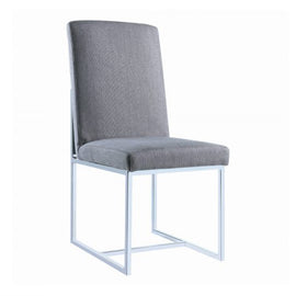 Contemporary Gray Fabric & Chrome Dining Chair Set