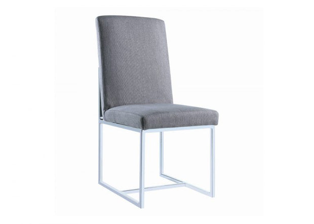 Contemporary Gray Fabric & Chrome Dining Chair Set