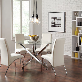 Contemporary White & Chrome 5 PC Dining Set