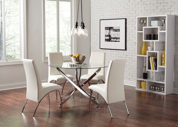 Contemporary White & Chrome 5 PC Dining Set
