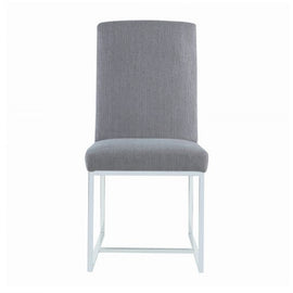 Contemporary Gray Fabric & Chrome Dining Chair Set