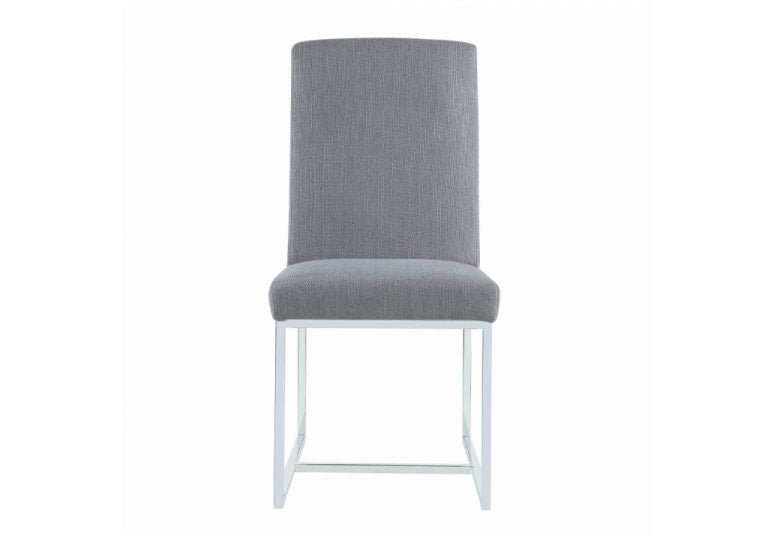 Contemporary Gray Fabric & Chrome Dining Chair Set