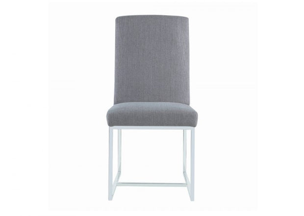 Contemporary Gray Fabric & Chrome Dining Chair Set