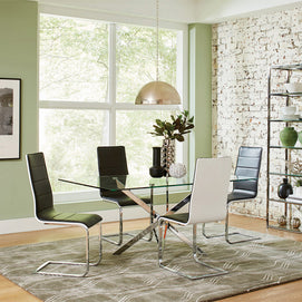 Contemporary Chrome & Black 5 PC Dining Set