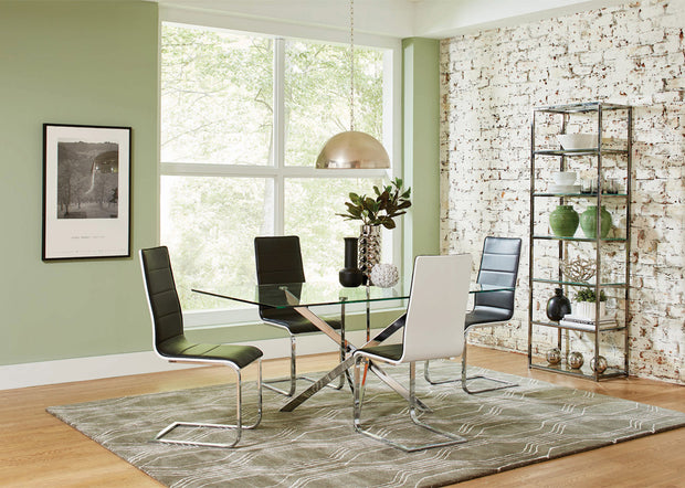 Contemporary Chrome & Black 5 PC Dining Set