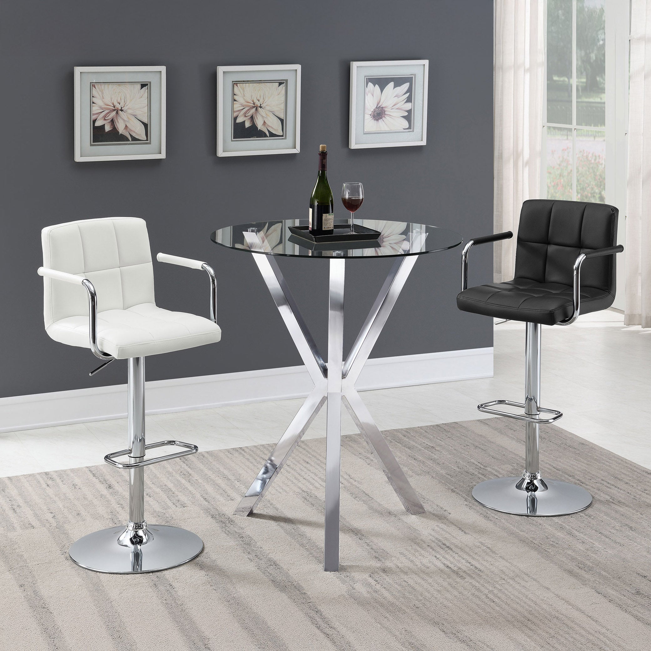 Round 35-Inch Glass Top Bistro Bar Table