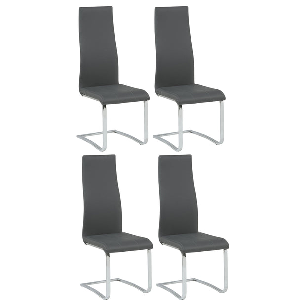 Chrome & Gray Leatherette High-Back Dining Chair (Set of 4)
