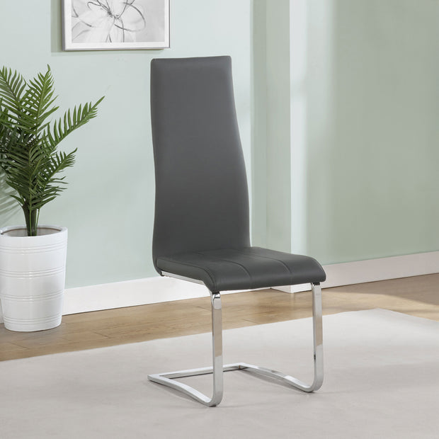 Chrome & Gray Leatherette High-Back Dining Chair (Set of 4)
