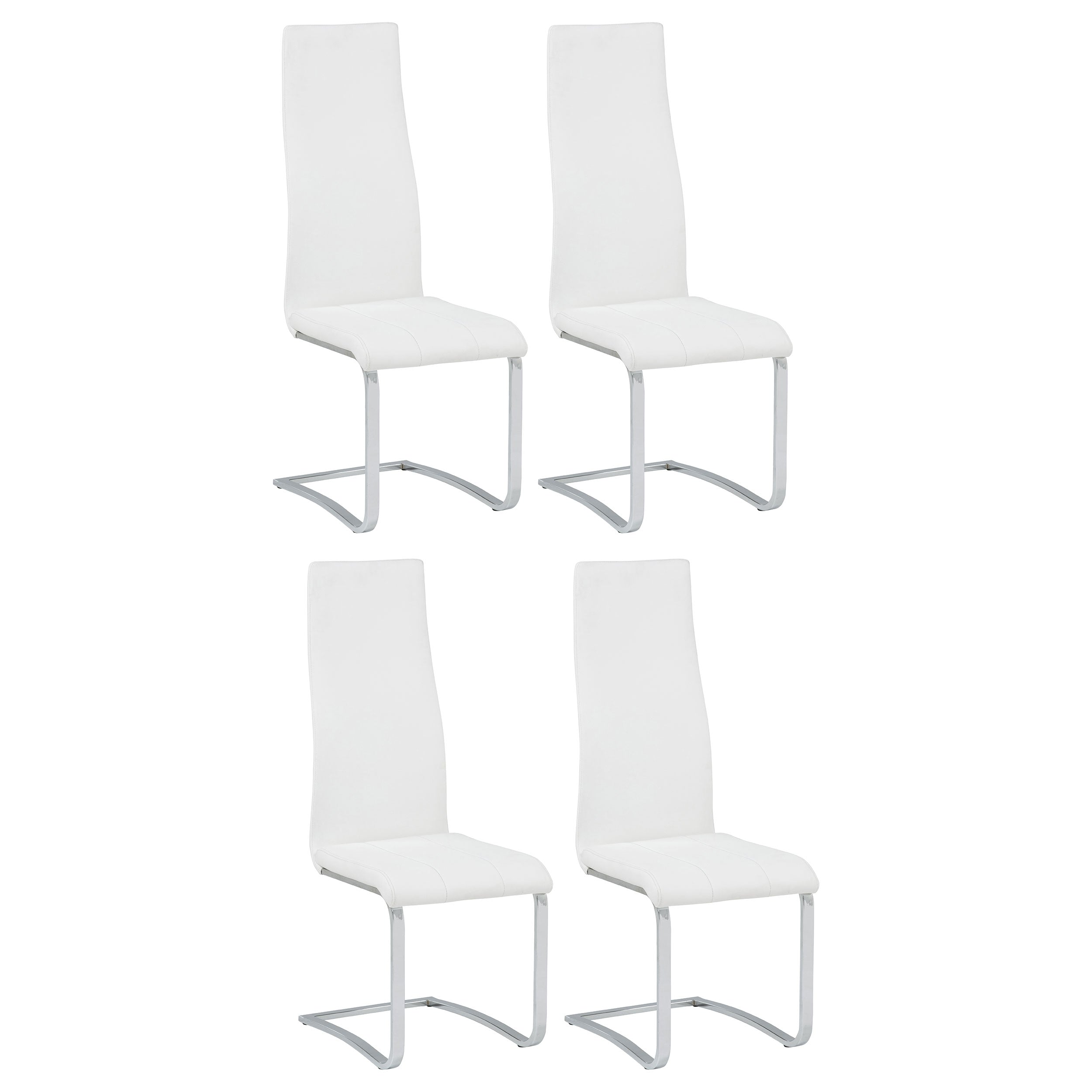 Chrome & Leatherette High-Back Dining Chair (Set of 4)