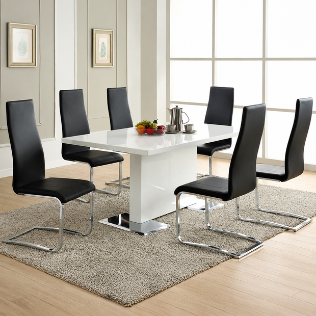 Contemporary Glossy White Dining Table