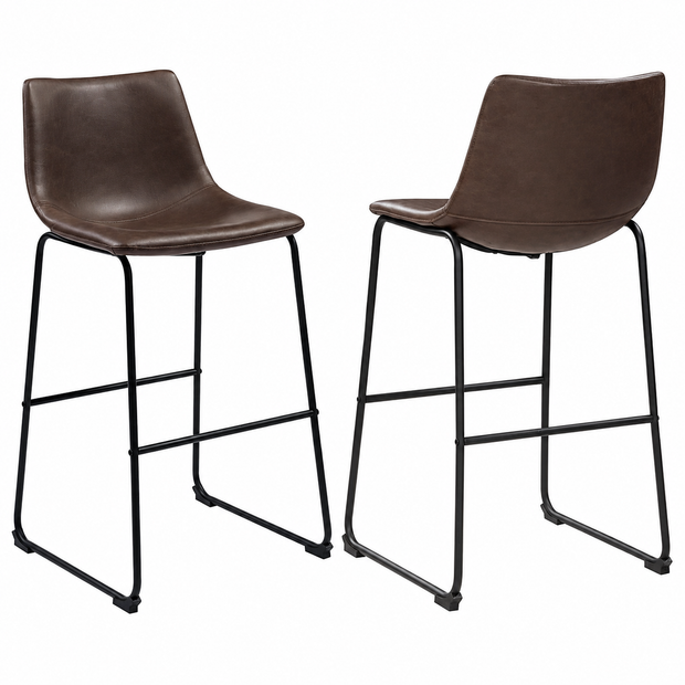 Two-Tone Armless Brown Leatherette Stool Set