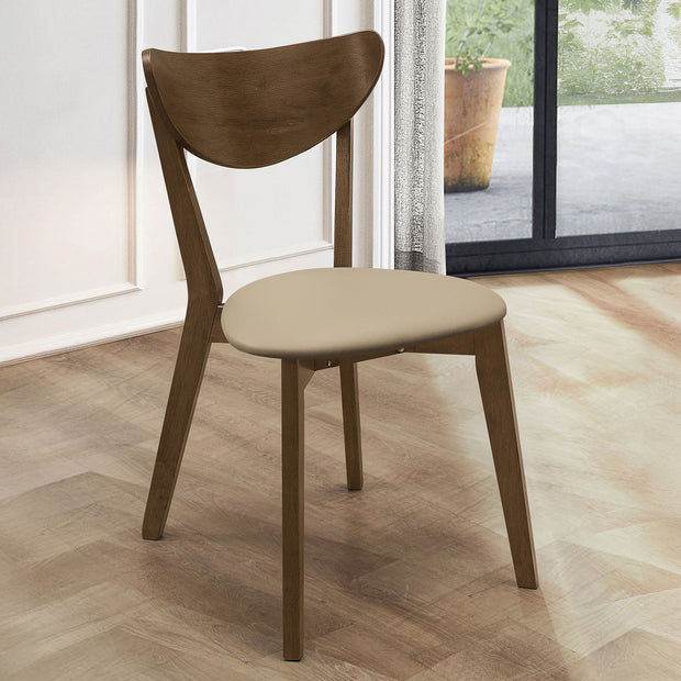 Mid-Century Inspired Chestnut & Beige Dining Chair (Set of 2)