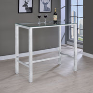 Modern Glass Top Bar Table with Chrome Frame