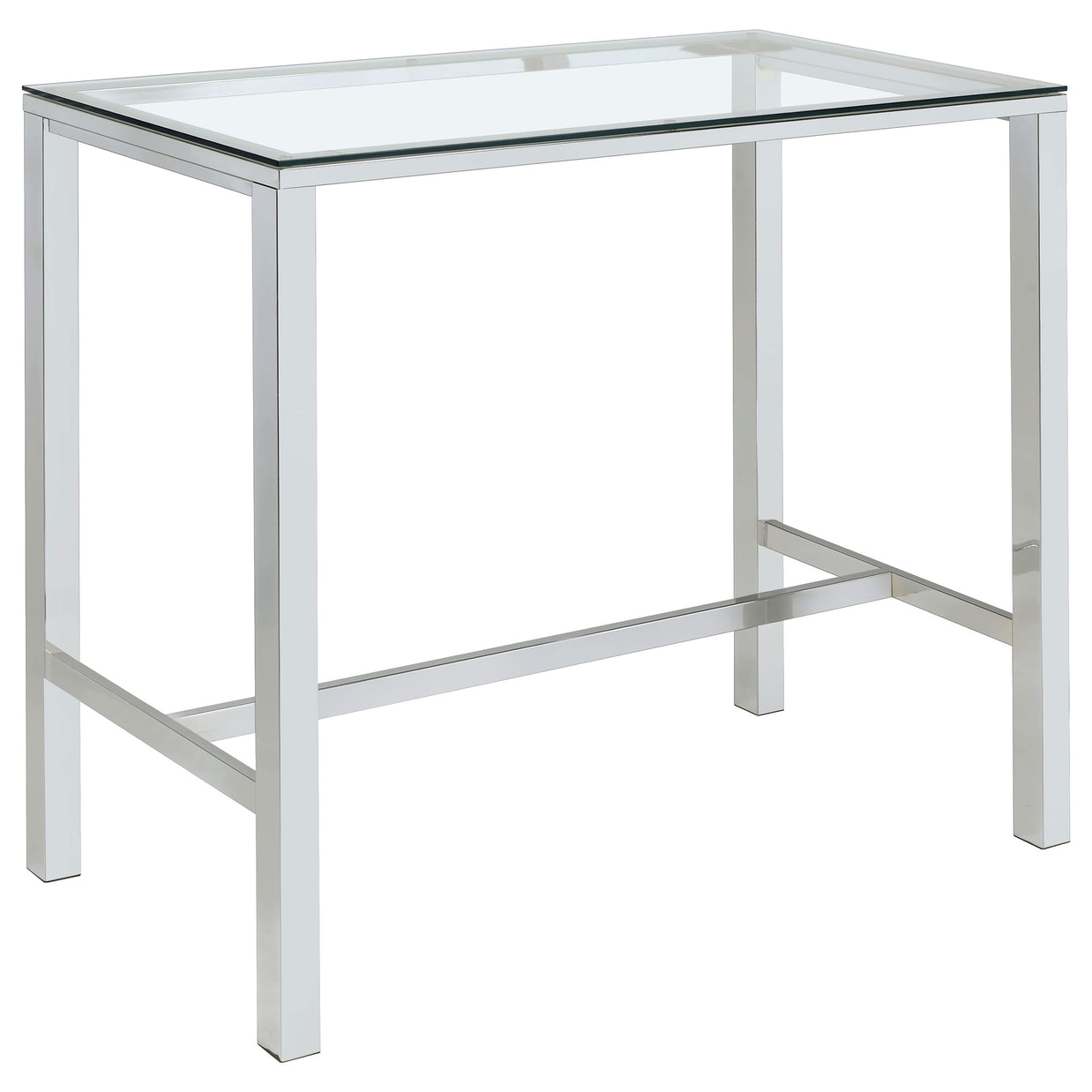 Modern Glass Top Bar Table with Chrome Frame
