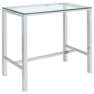 Modern Glass Top Bar Table with Chrome Frame
