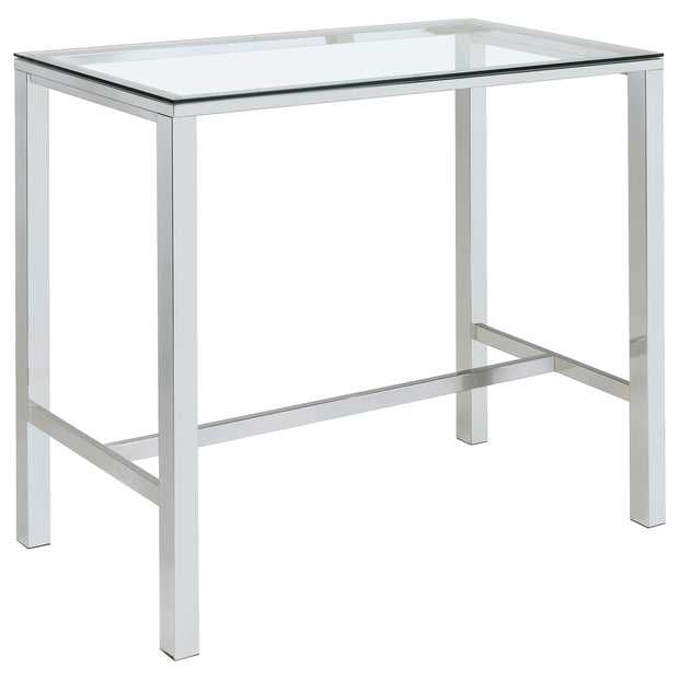 Modern Glass Top Bar Table with Chrome Frame