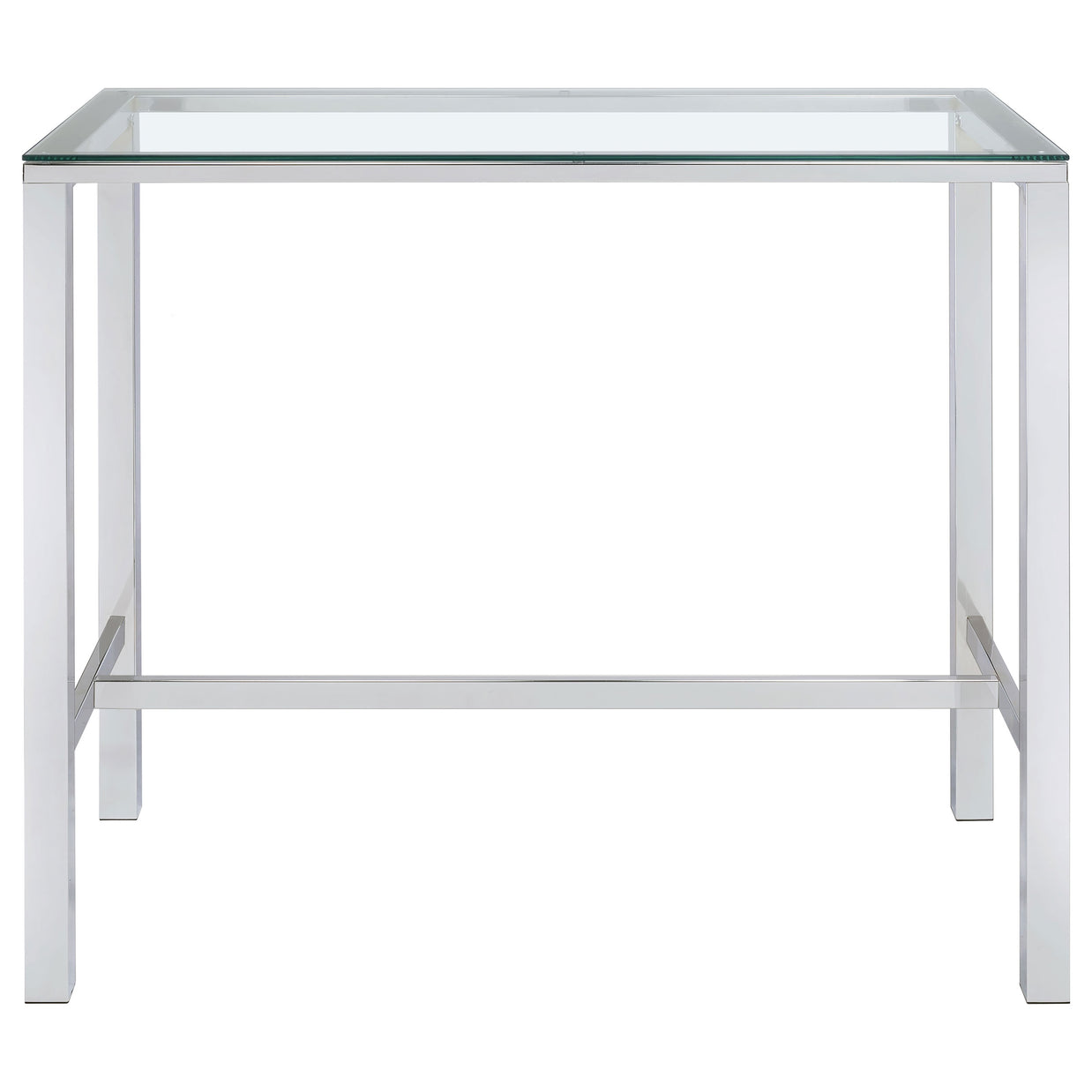 Modern Glass Top Bar Table with Chrome Frame