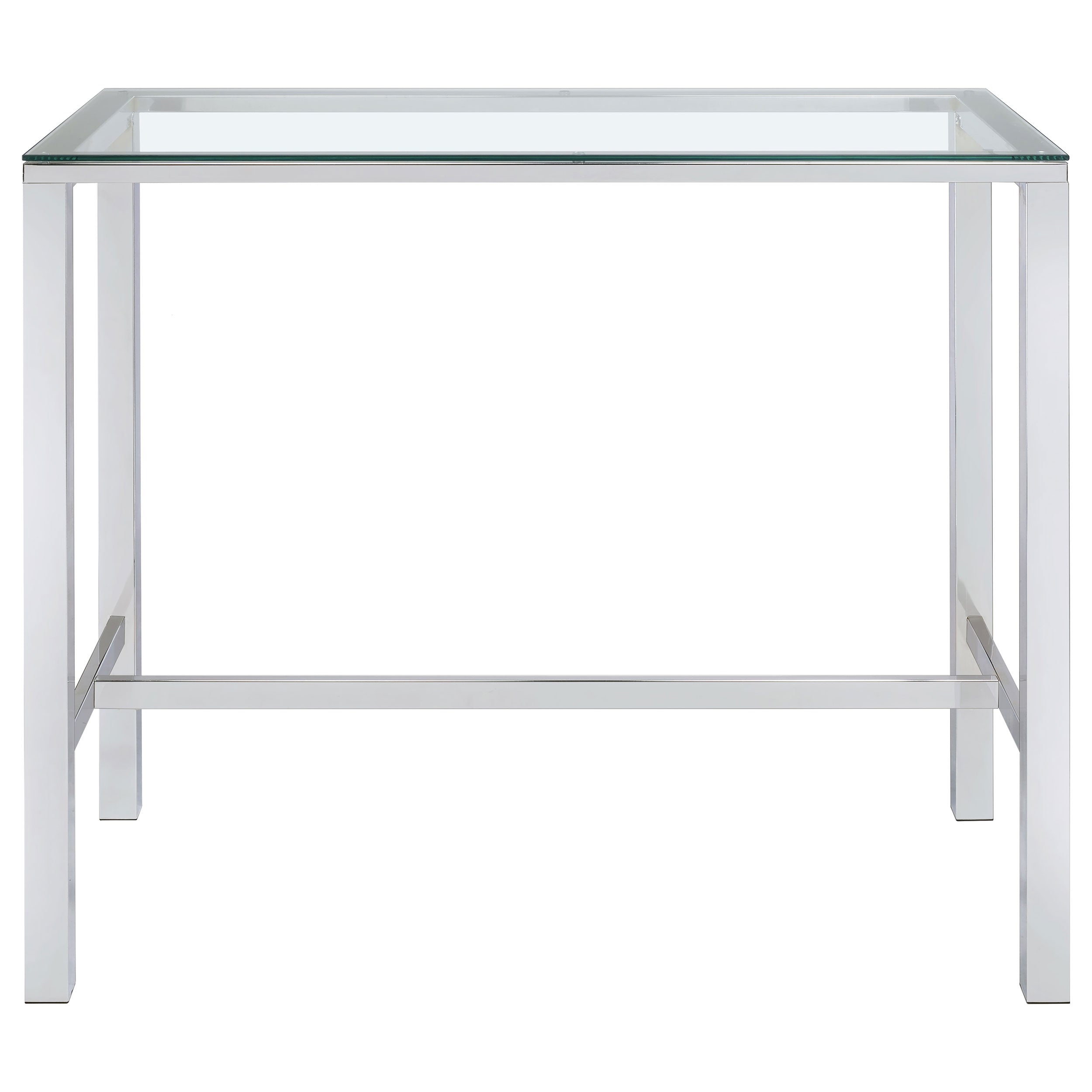 Modern Glass Top Bar Table with Chrome Frame