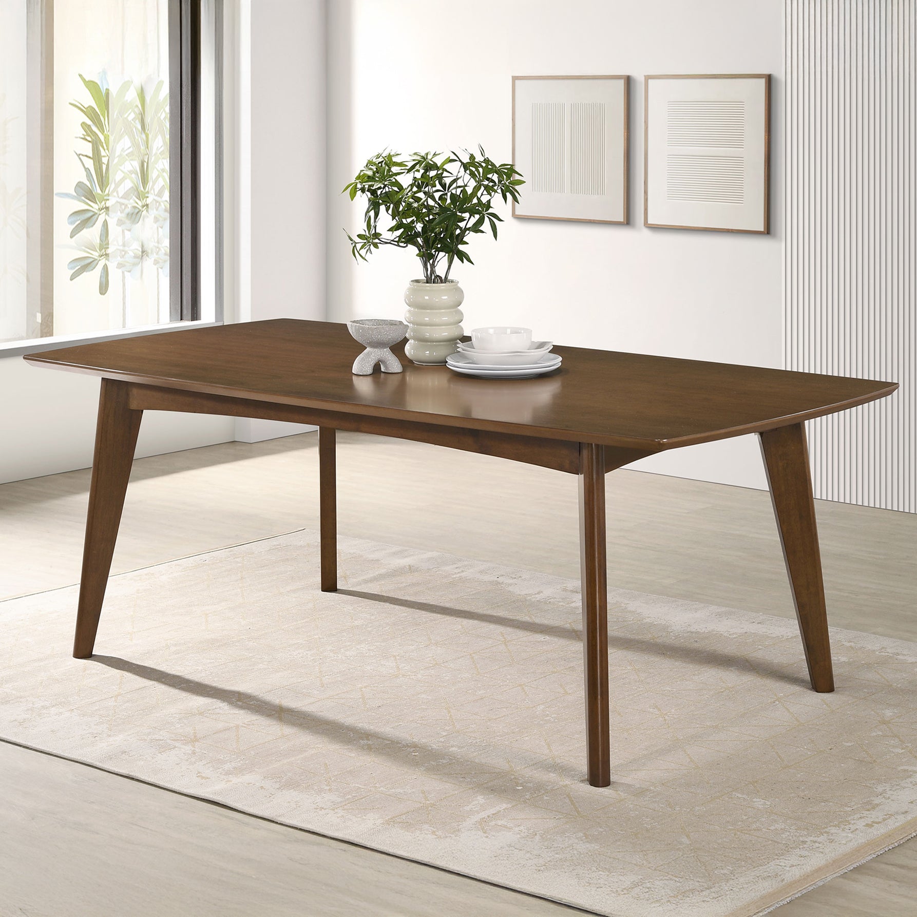 Contemporary Dark Walnut Dining Table