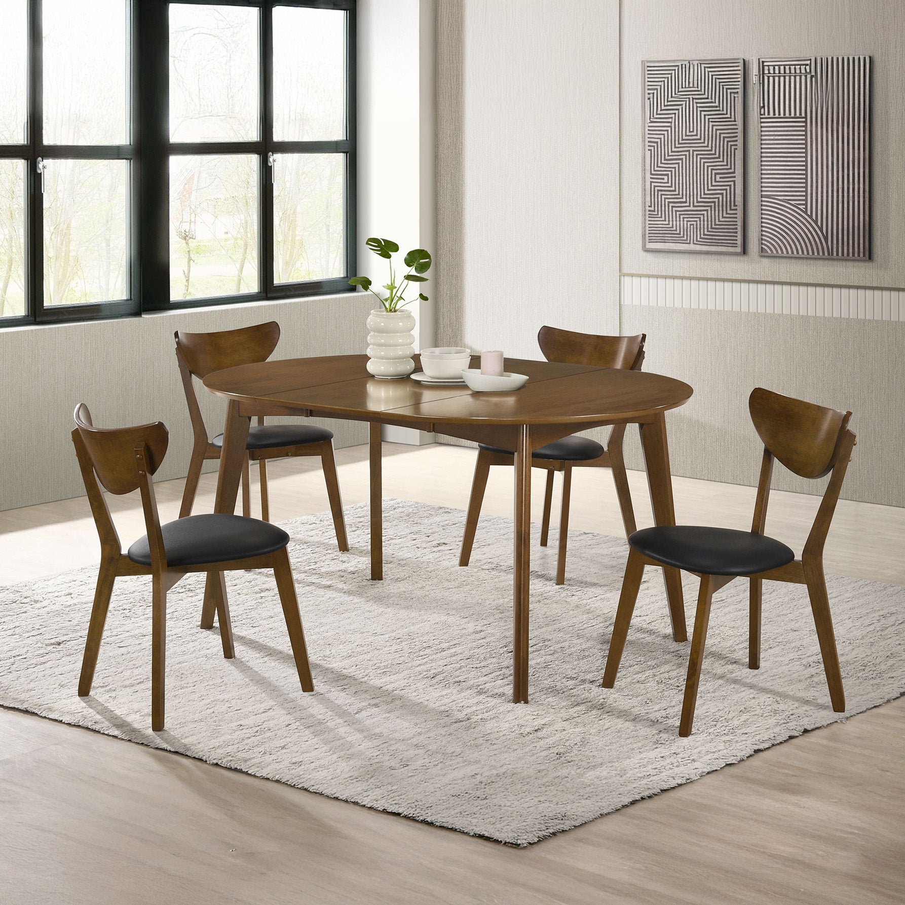 5 PC Dark Walnut Mid-Century Dining Set