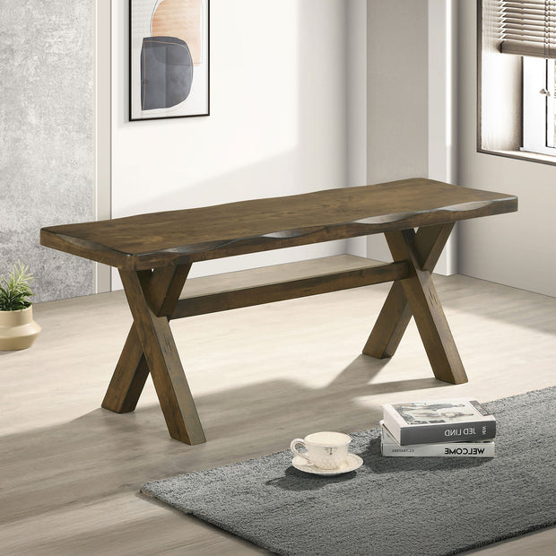 Nutmeg X-shaped Trestle Bench