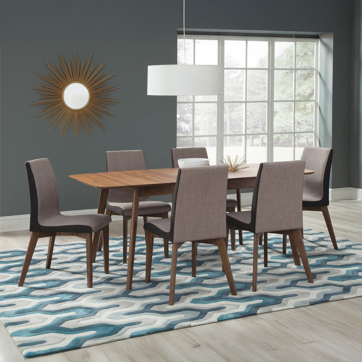 Natural Walnut Mid-Century Dining Table