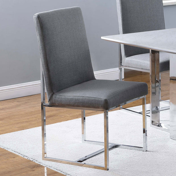 Contemporary Gray Fabric & Chrome Dining Chair Set
