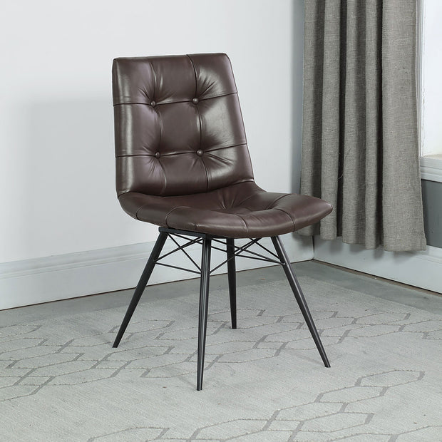 Brown Leatherette Dining Chair Set