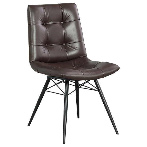 Brown Leatherette Dining Chair Set