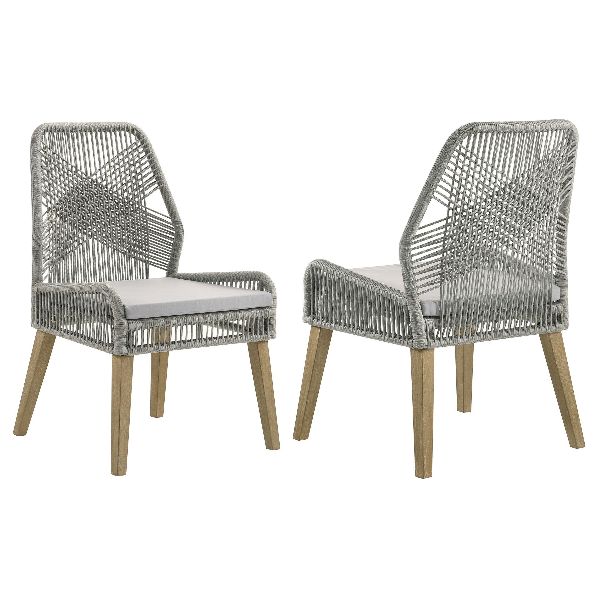 Gray Woven Rope Dining Chairs - Set Of 2