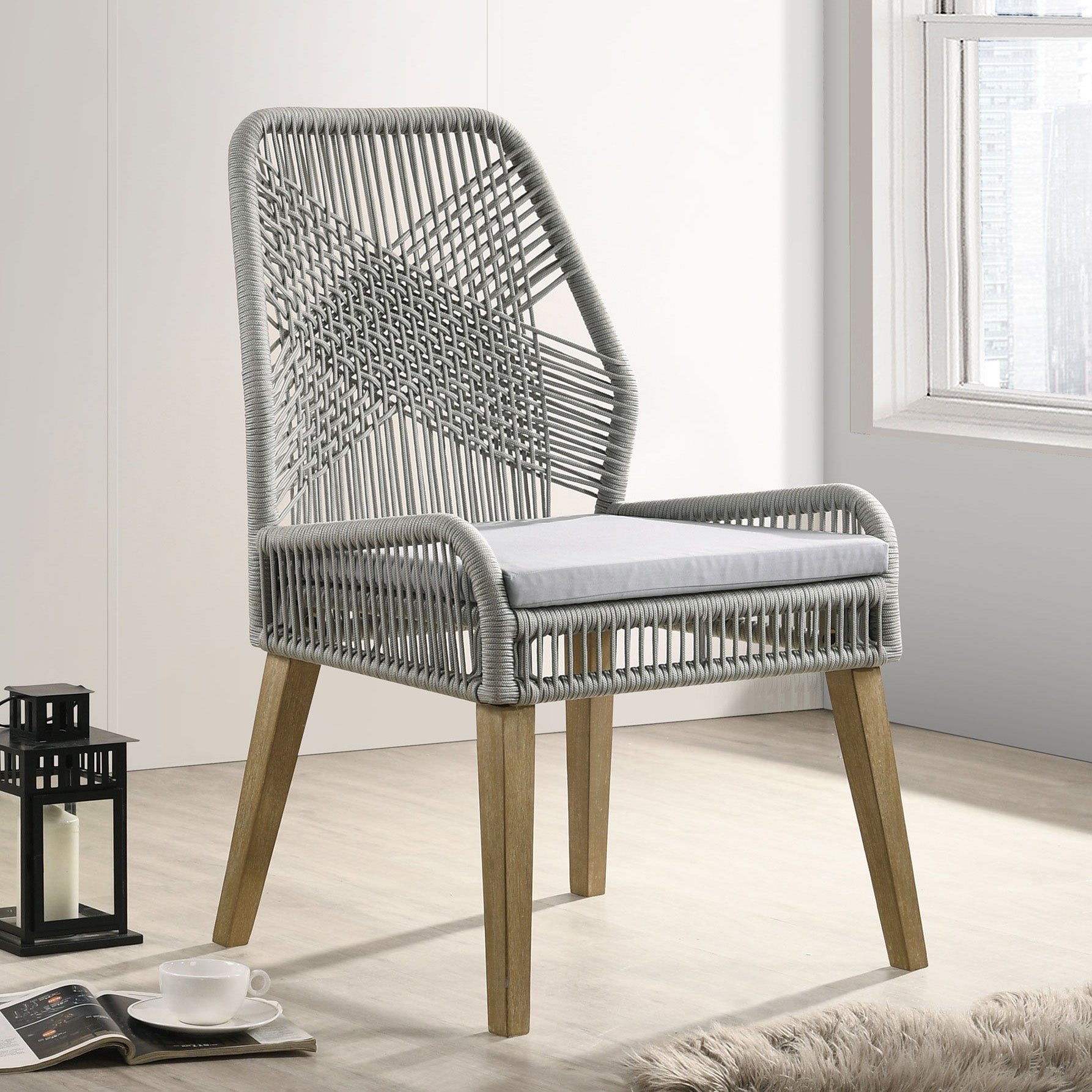 Gray Woven Rope Dining Chairs - Set Of 2