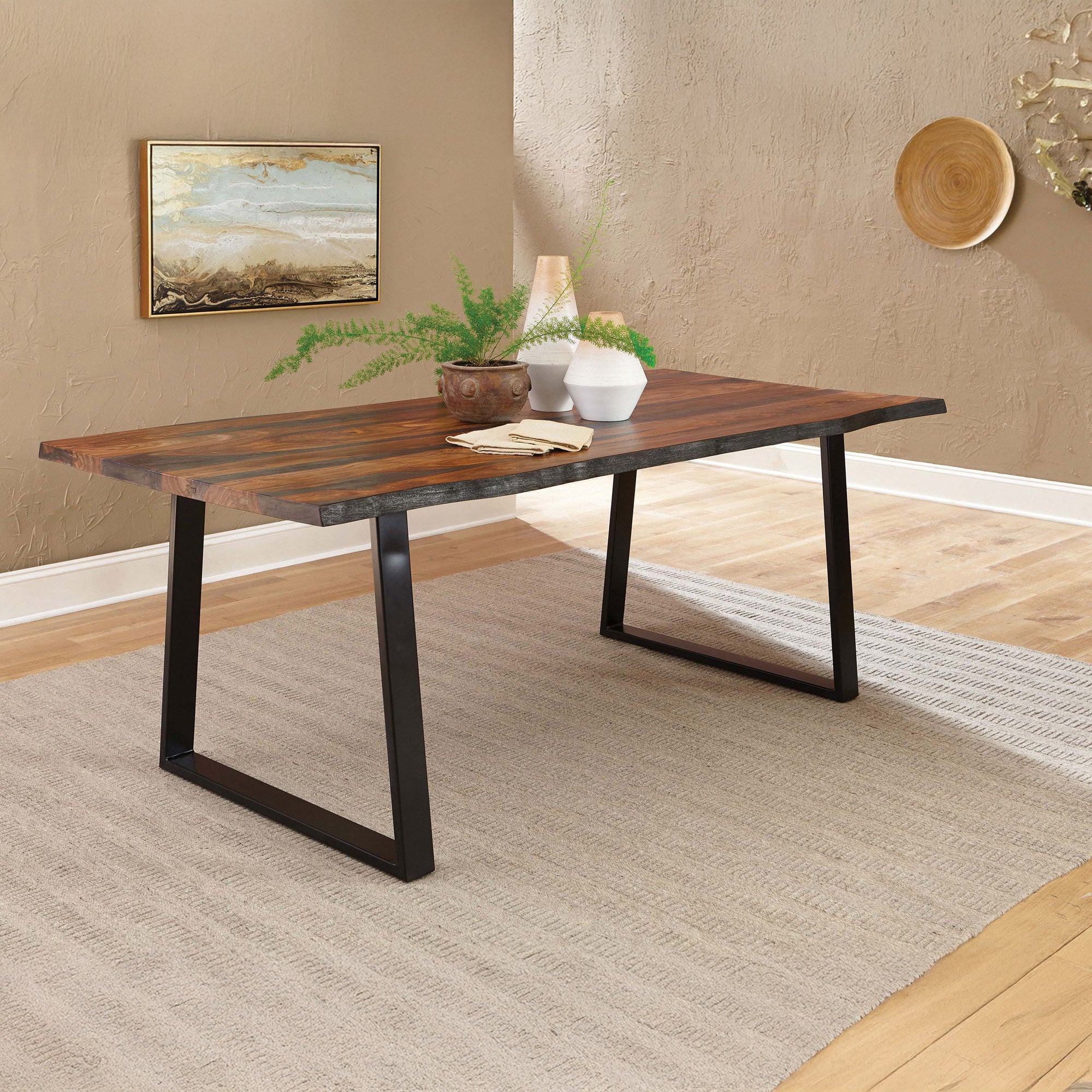 Sheesham Wood & Metal Dining Table