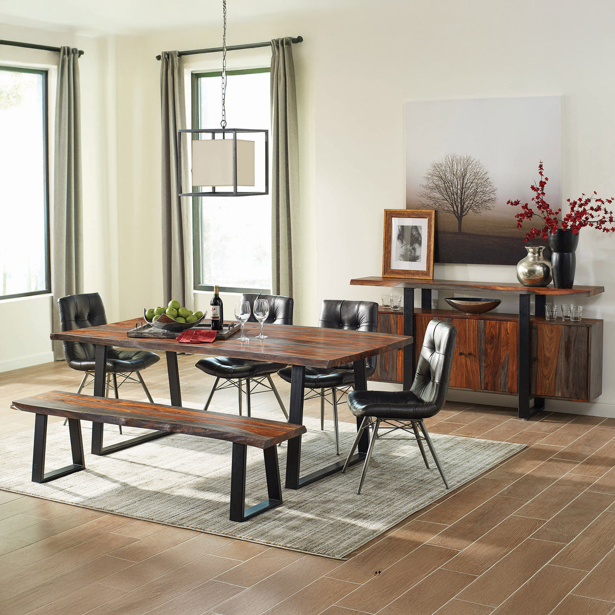 Sheesham Wood & Metal Dining Table