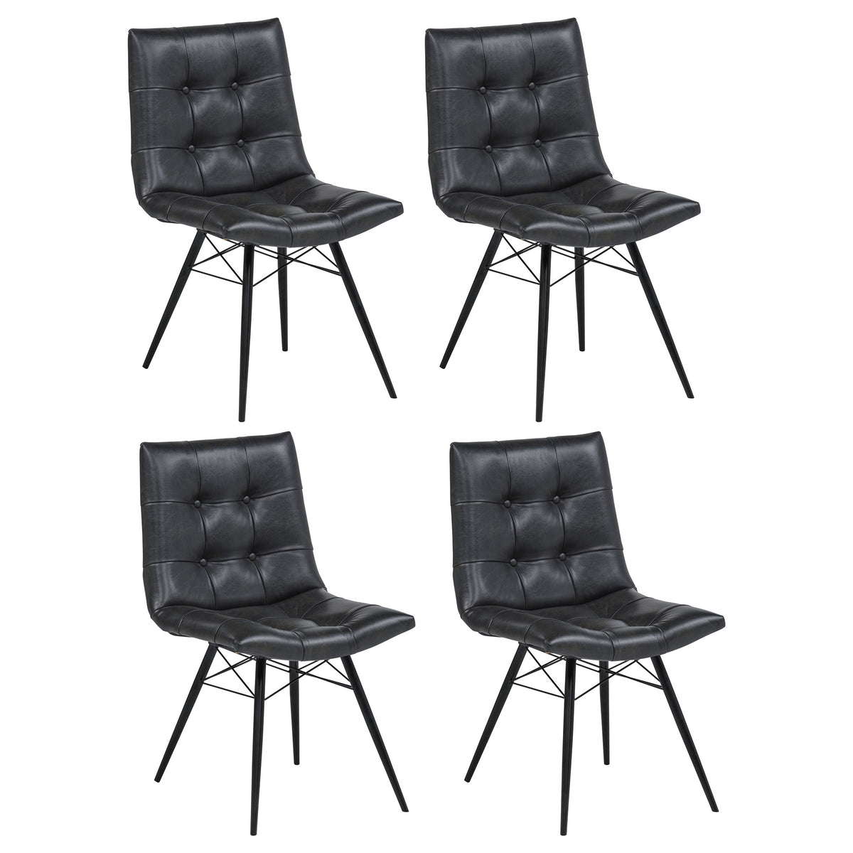 Charcoal Leatherette Dining Chair Set