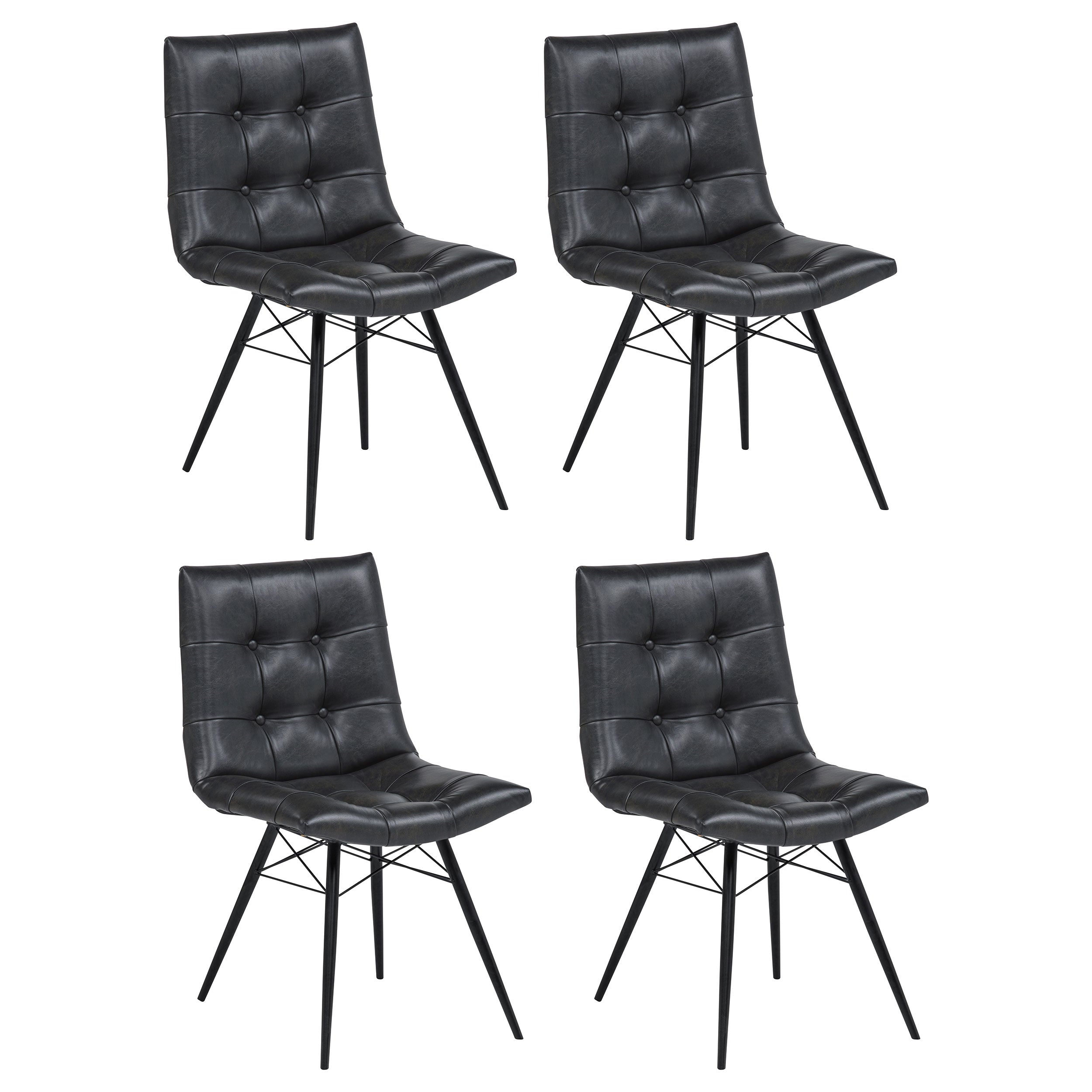 Charcoal Leatherette Dining Chair Set