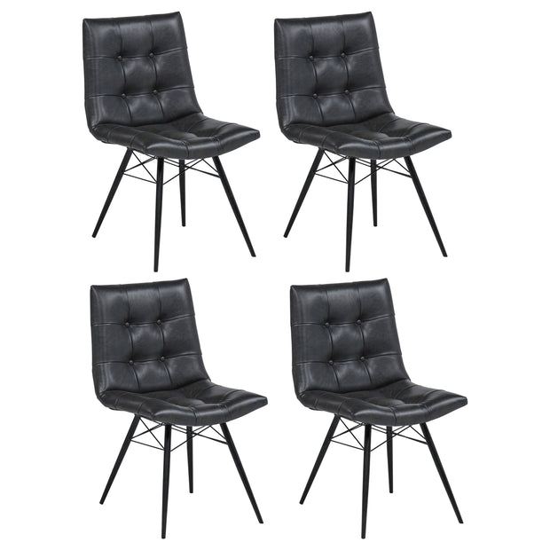 Charcoal Leatherette Dining Chair Set