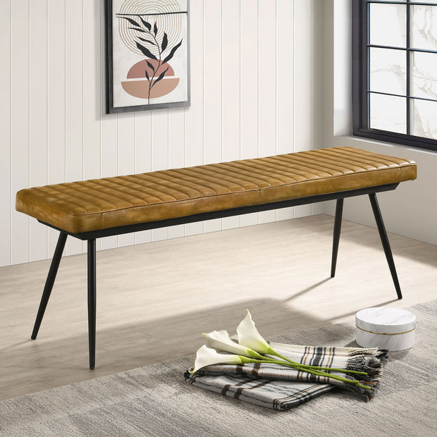 Goat Leather & Metal Bench