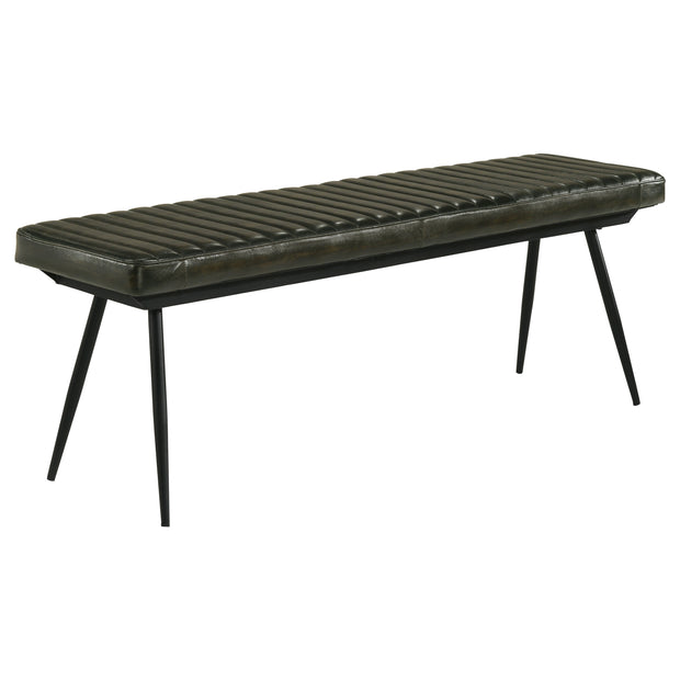 Black Bench In Goat Leather Upholstery