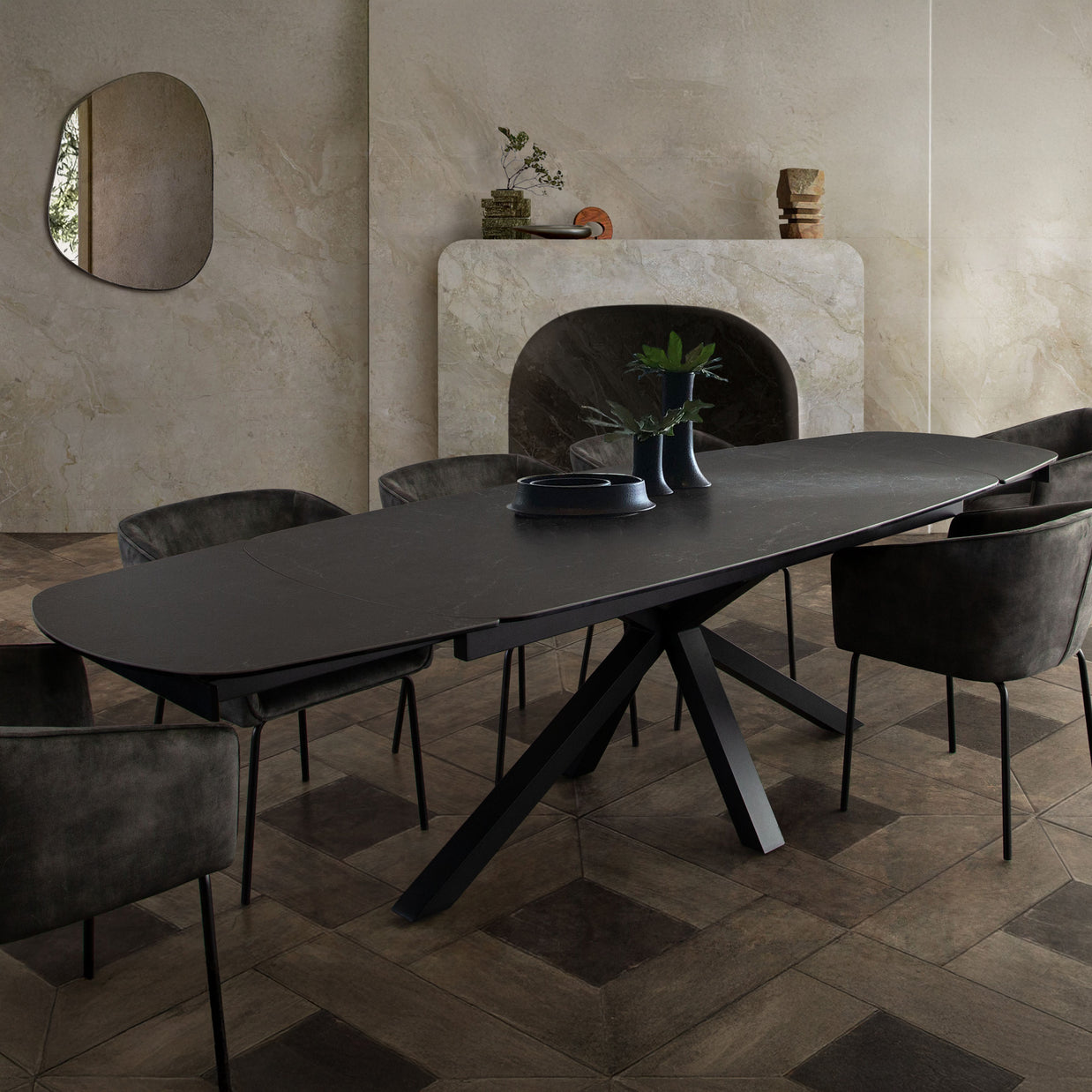 Extendable Ceramic Glass Dining Table
