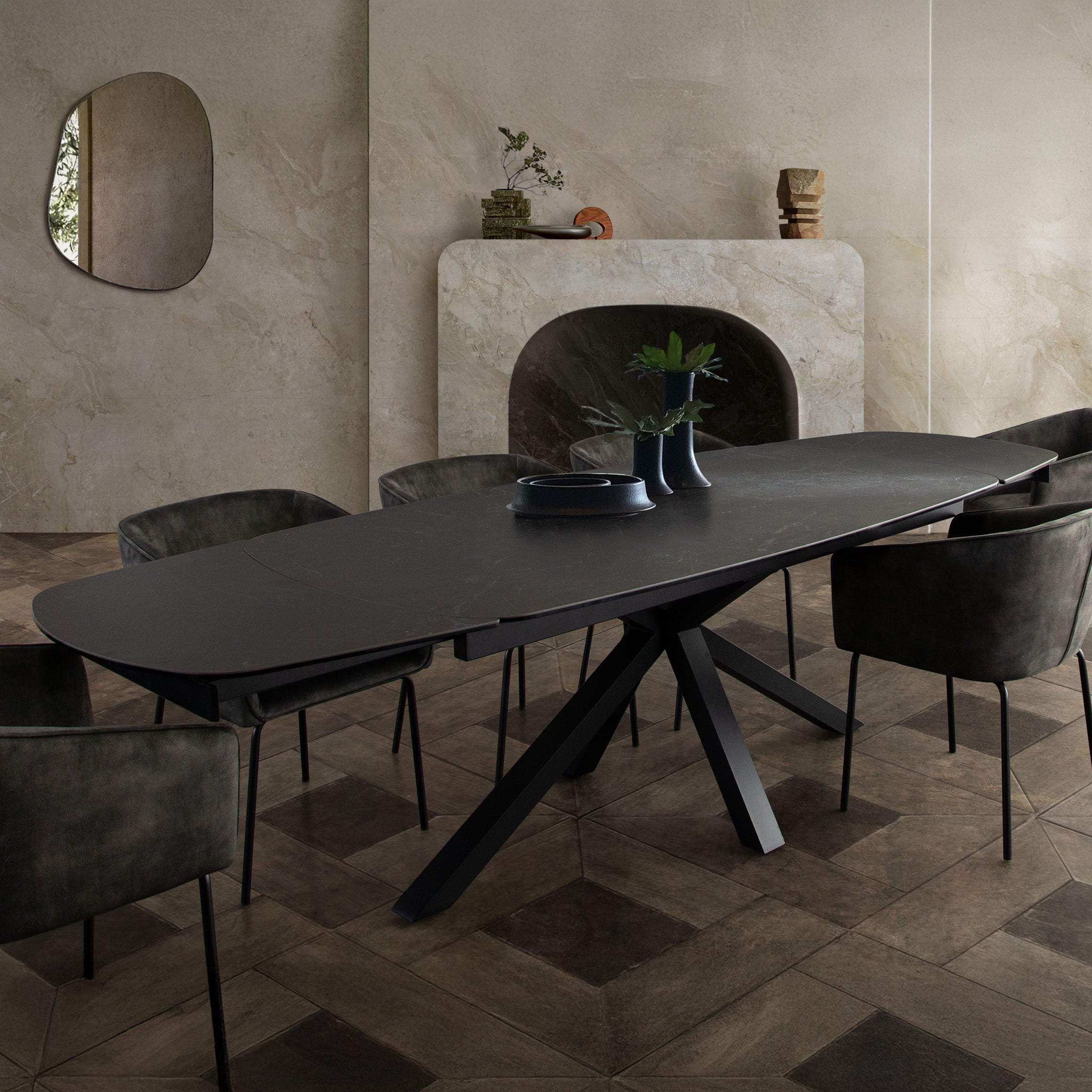 Extendable Ceramic Glass Dining Table