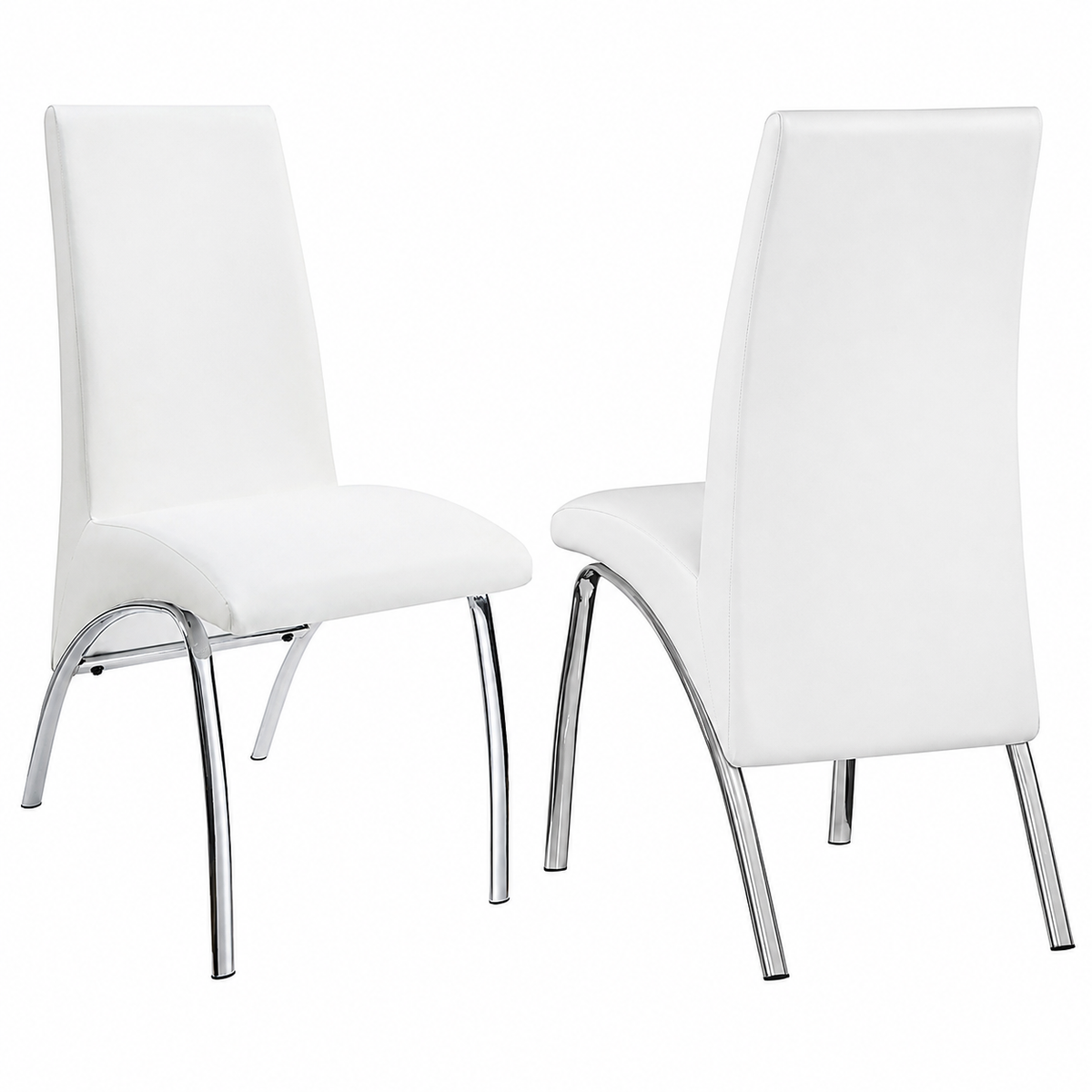 Modern White Faux Leather Dining Chair Set