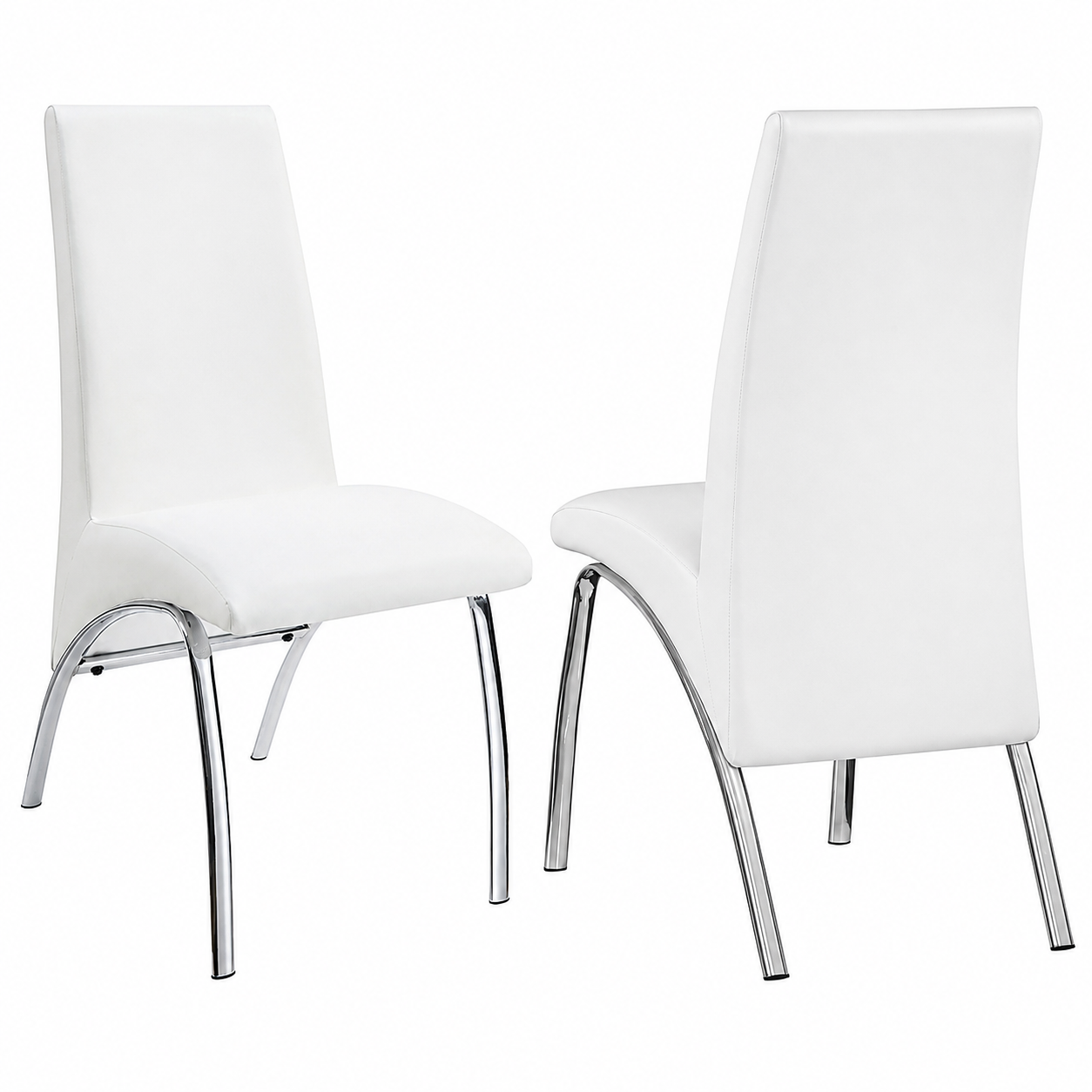 Modern White Faux Leather Dining Chair Set