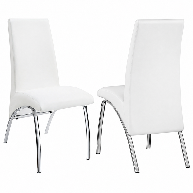 Modern White Faux Leather Dining Chair Set