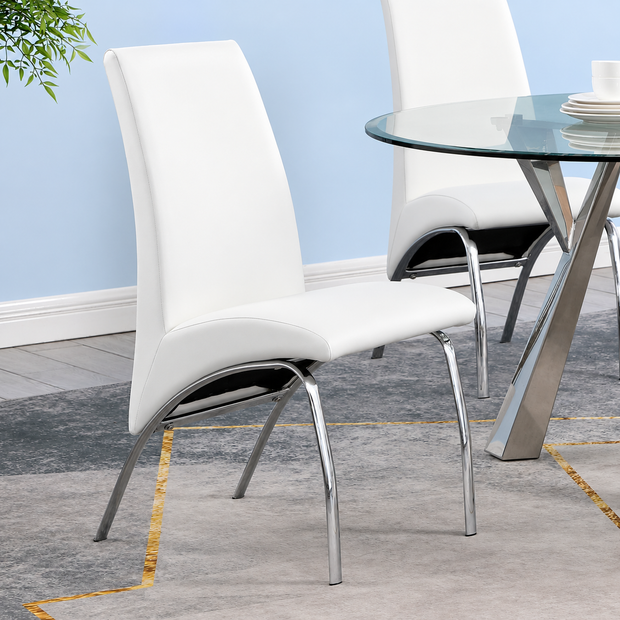 Modern White Faux Leather Dining Chair Set