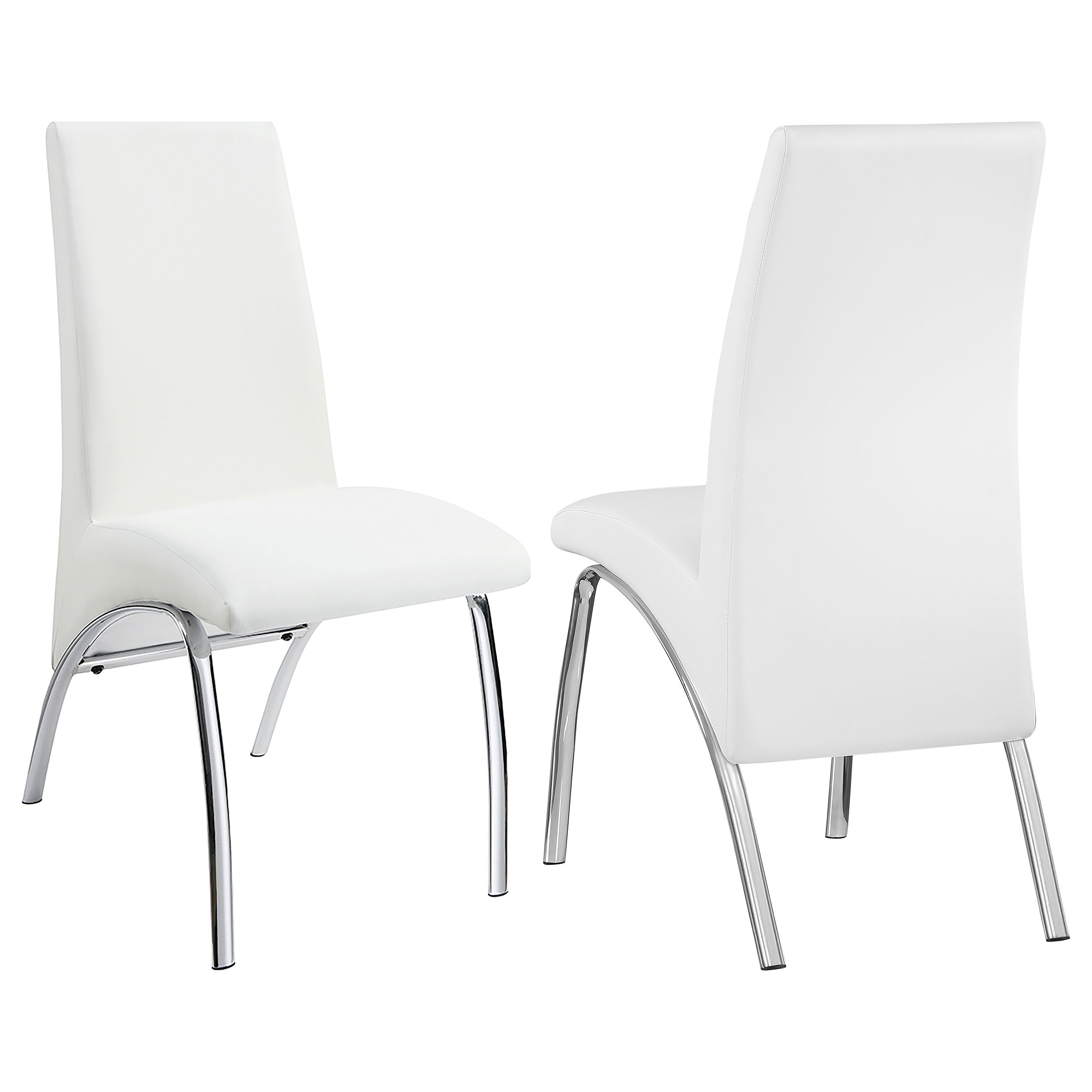 Modern White Faux Leather Dining Chair Set