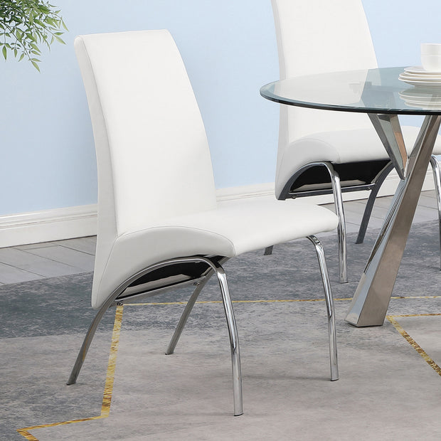 Modern White Faux Leather Dining Chair Set