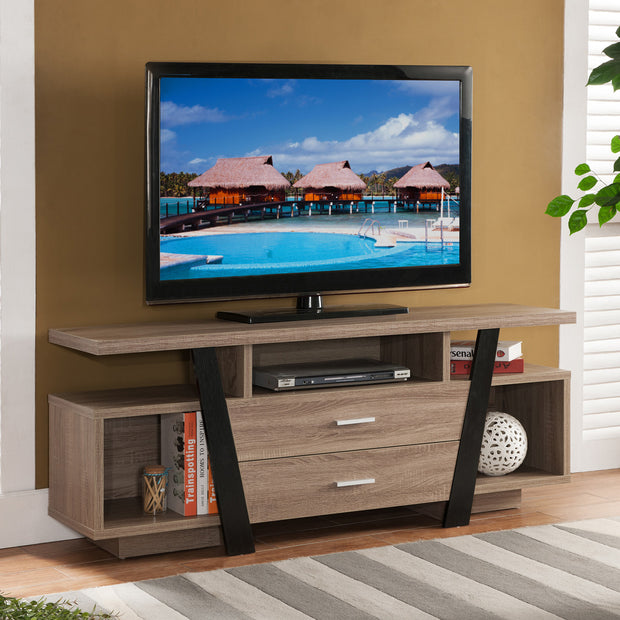 Dark Taupe & Black TV Stand