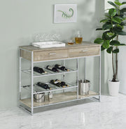 2-Drawer Home Bar Storage with Wine Rack Grey