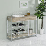 2-Drawer Home Bar Storage with Wine Rack Grey