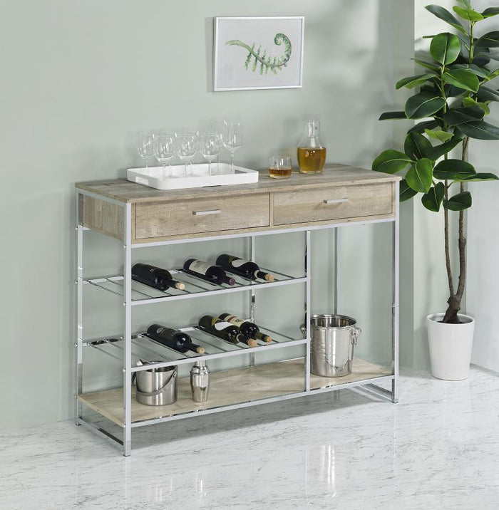 2-Drawer Home Bar Storage with Wine Rack Grey